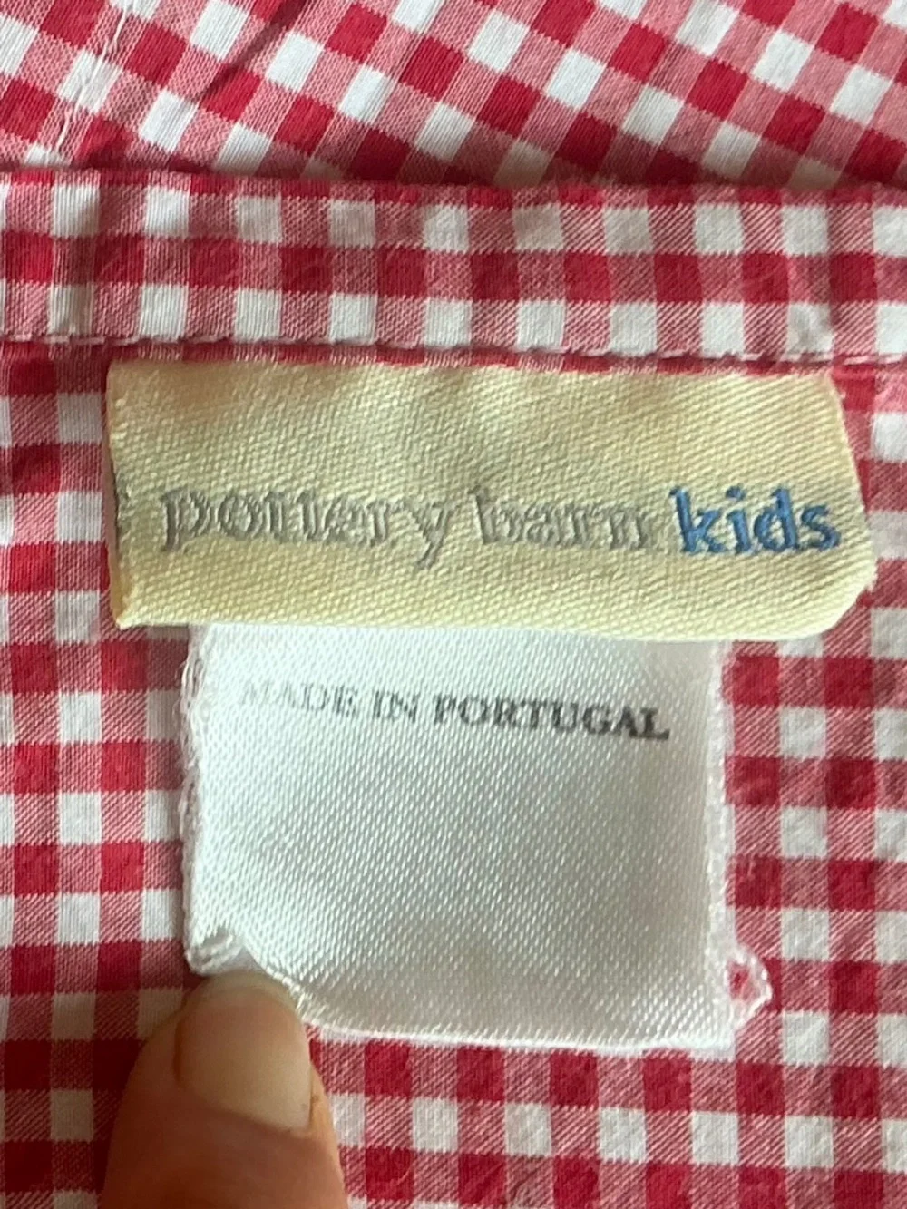 Pottery Barn Kids Red and White Gingham Check Full Flat Sheet